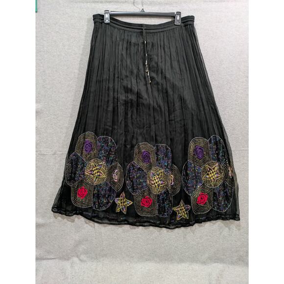Zero‎ Zero Vintage Y2K Skirt Womens Small Black Goth Sequins BeadedDesign - Picture 1 of 11